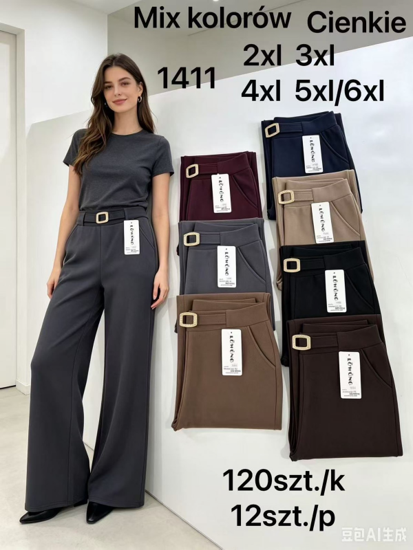 Spodnie damskie Roz 2XL-6XL, Mix Kolor Paczka 12 szt